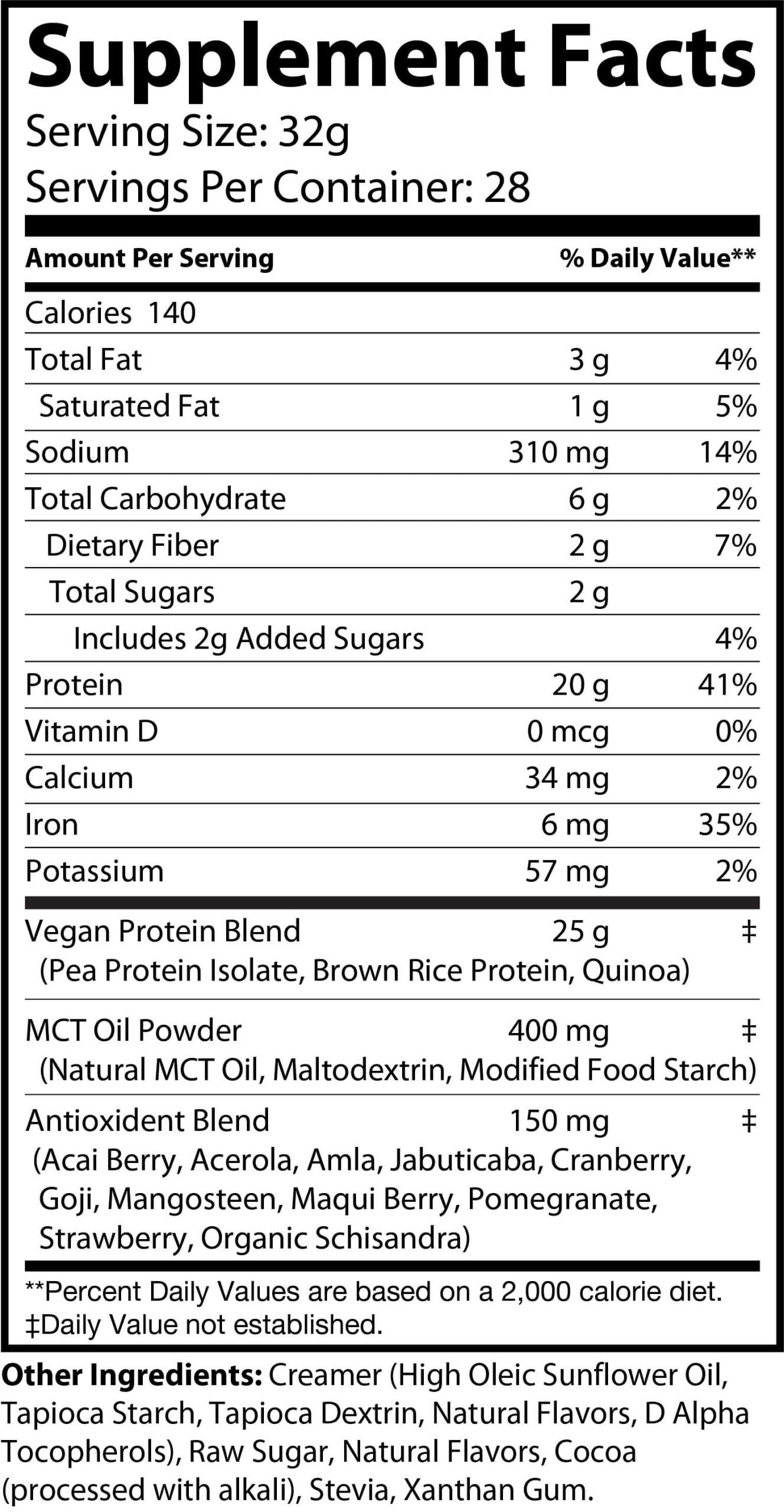 2lb Vegan Protein Chocolate – 28 servings